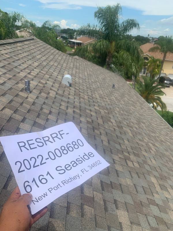 completed roofing project in New Port Richey FL