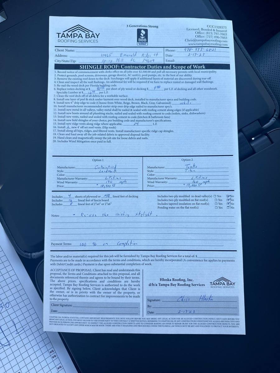 roof replacement in Brooksville, Florida