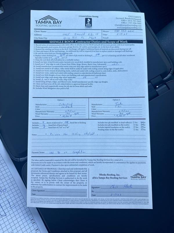 residential roof replacement by Hloska Roofing in Brooksville
