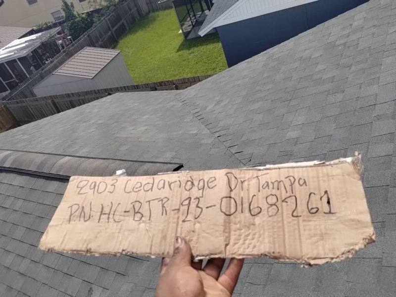 roofing project near Cedaridge Dr in Tampa