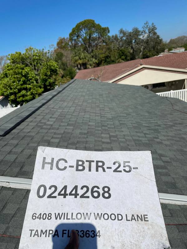 residential shingle roof replacement by Hloska Roofing in Tampa