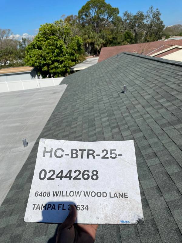 residential shingle roof replacement by Hloska Roofing in Tampa