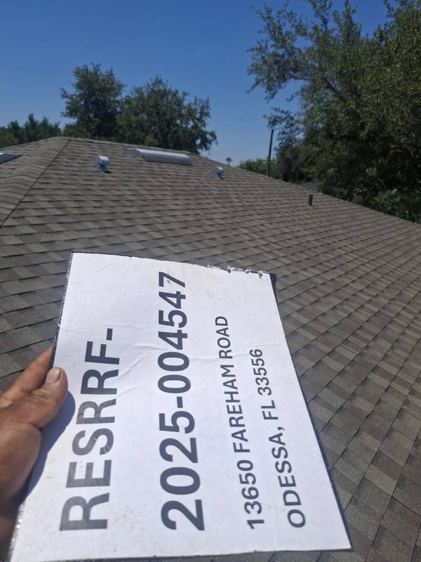 completed roofing project in Odessa FL