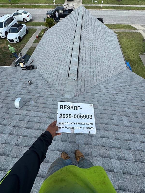 roofing project near County Breeze Road in New Port Richey