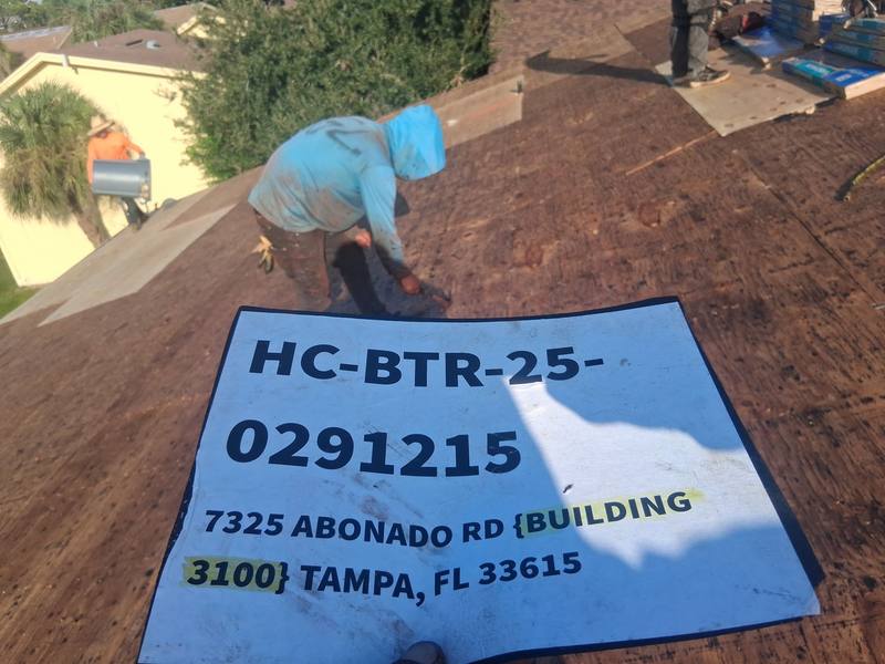 roofing project near Abonado Road in Tampa