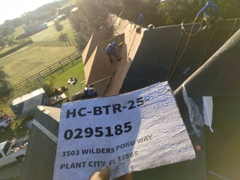roofing project near Wilders Pond Way in Plant City
