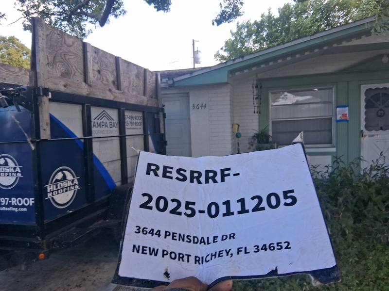 residential roof replacement by Hloska Roofing in New Port Richey